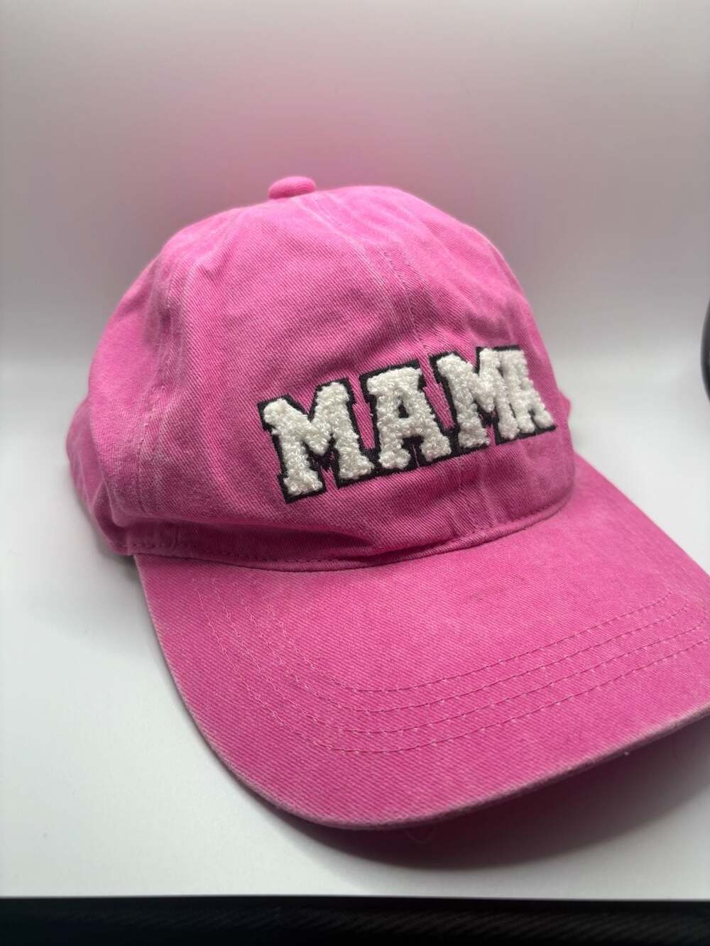 Mama Baseball Hat Pink Chenille Letter Embroidery Adjustable Cap